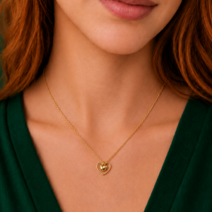 colar coração dourado elegance